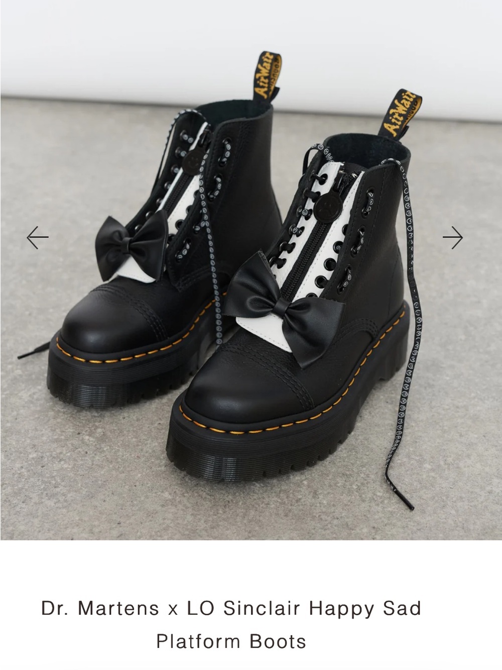 US Women’s 8 - Dr. Martens x Lazy Oaf Happy Sad Black Leather Platforms - Picture 11 of 13